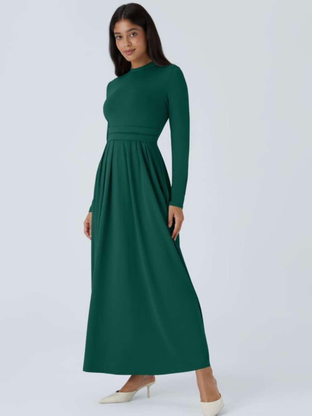 HALARA Forest Green Long Sleeve Maxi Dress size large - Picture 2 of 8